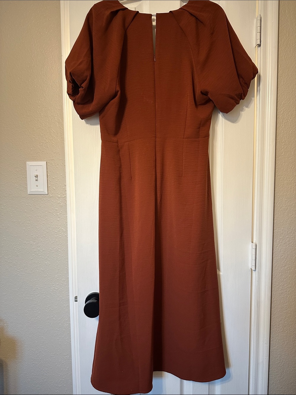 bohme Rust-Brown Puff Sleeve Midi Dress - Picture 2 of 2